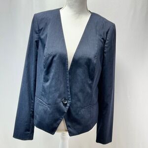 Worthington Women's Navy Pinstripe Blazer Jacket Size L